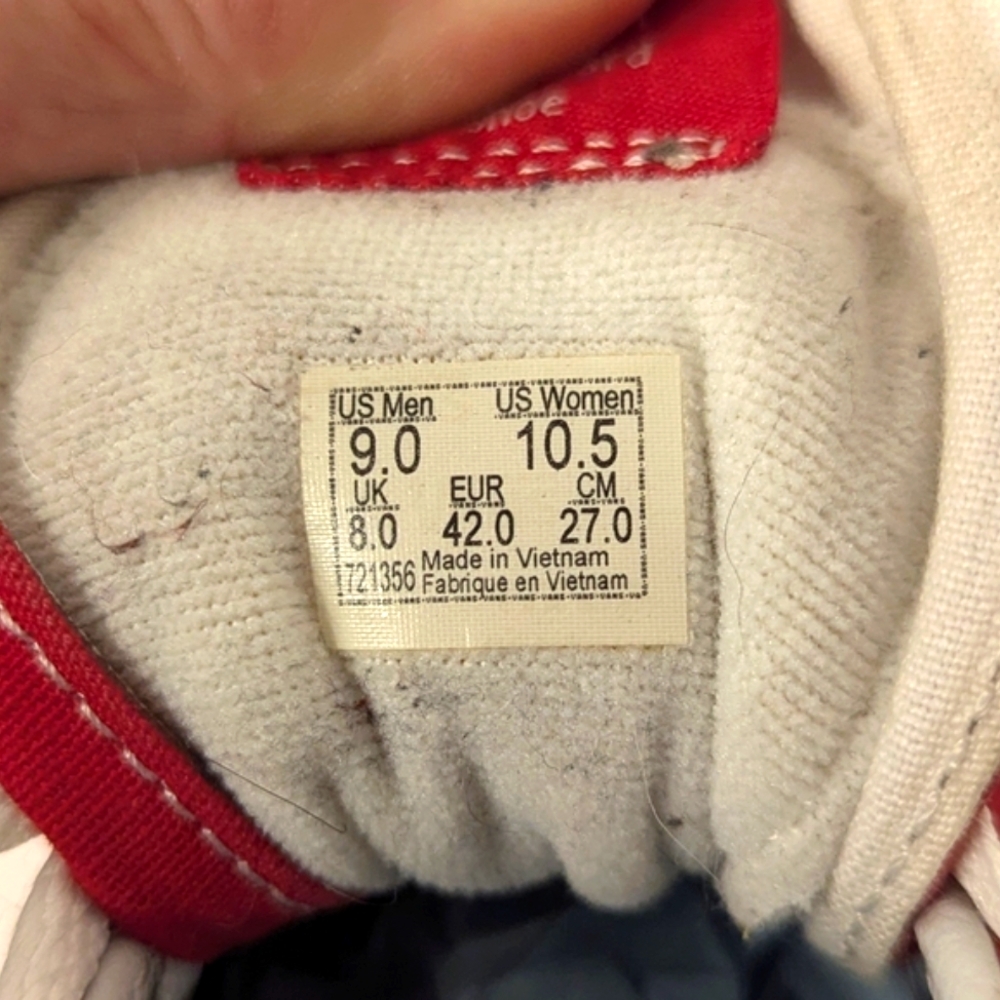 Vans Off The Wall Old Skool 721356 Red & White Hi Top Sneakers, Size 9Men's - Picture 8 of 12